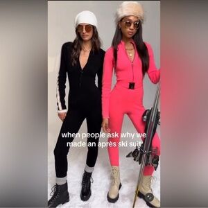 Ramy Brook Bode Knit Ski Jumpsuit Size Medium Pink